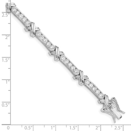 7 Inch Sterling Silver Rhodium-Plated Cz -X- Bracelet
