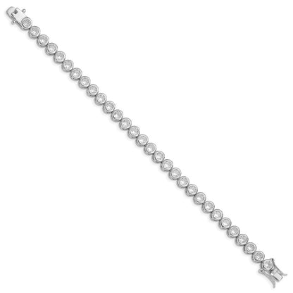7.25 Inch Sterling Silver Rhodium-Plated Cz Tennis Bracelet