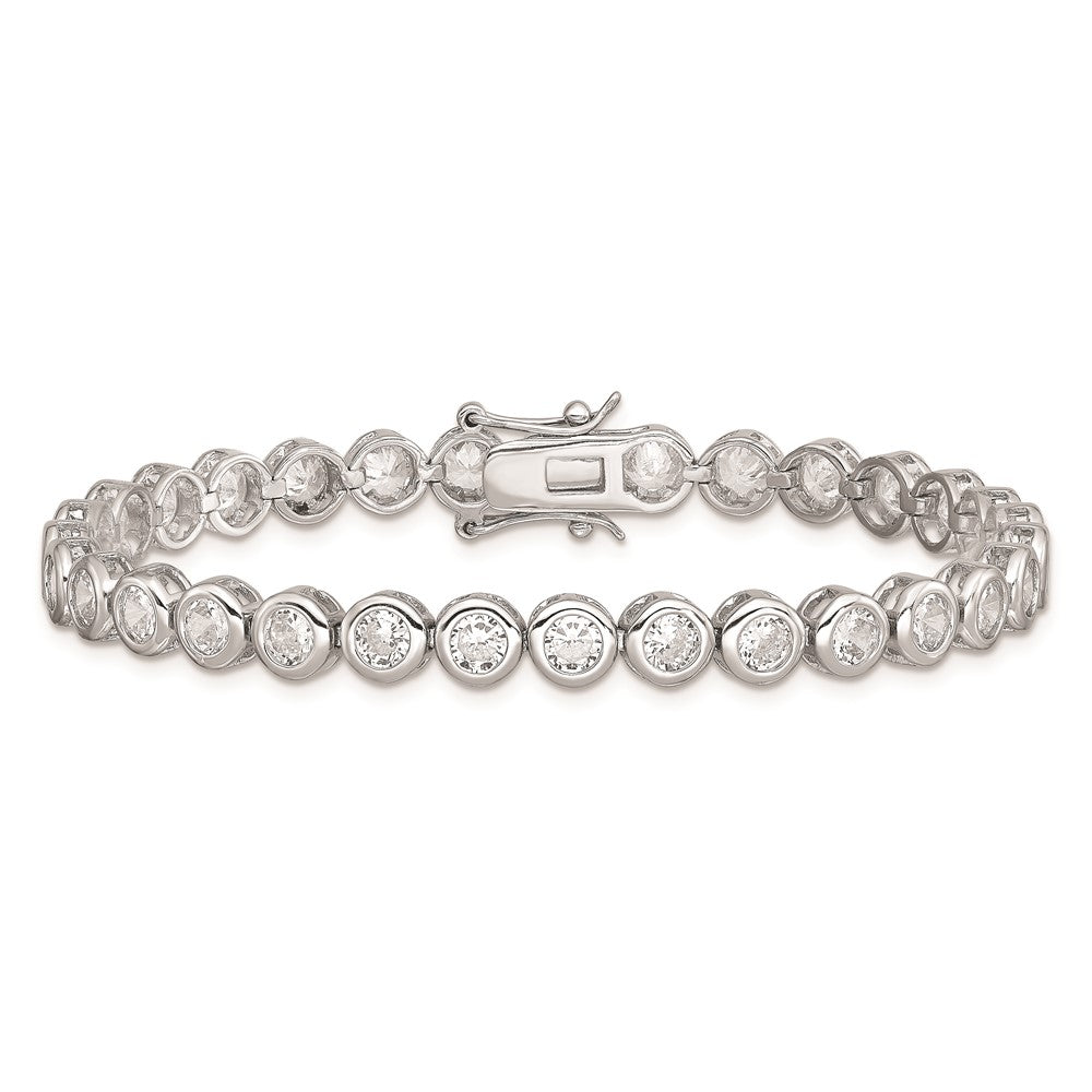 7.25 Inch Sterling Silver Rhodium-Plated Cz Tennis Bracelet