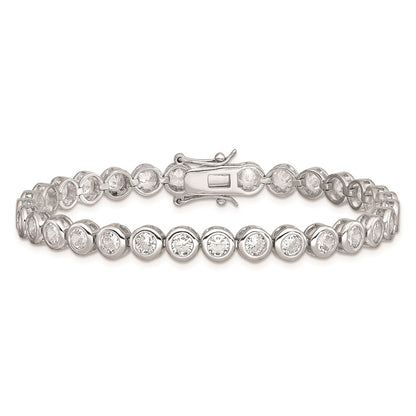 7.25 Inch Sterling Silver Rhodium-Plated Cz Tennis Bracelet