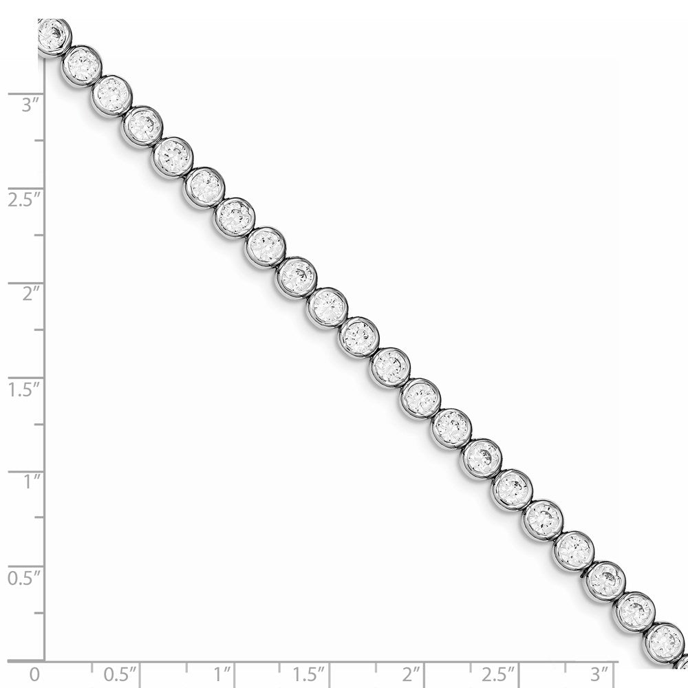 7.25 Inch Sterling Silver Rhodium-Plated Cz Tennis Bracelet