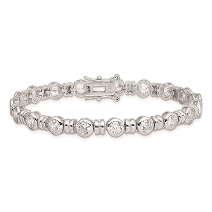 7 Inch Sterling Silver Rhodium-Plated Cz Bracelet