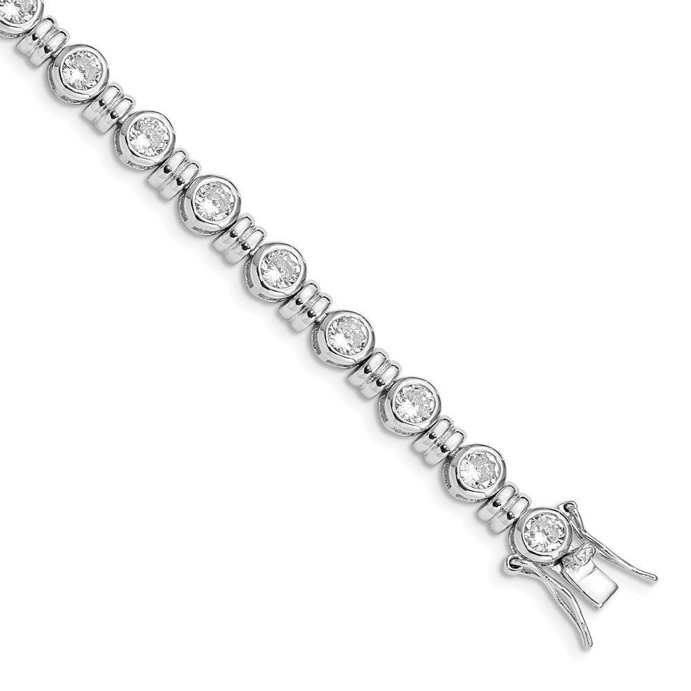 7 Inch Sterling Silver Rhodium-Plated Cz Bracelet