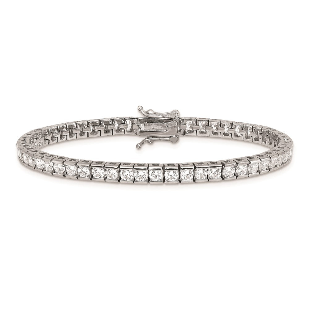 Sterling Silver Rhodium-Plated Cz 7 Inch Tennis Bracelet