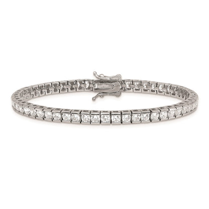 Sterling Silver Rhodium-Plated Cz 7 Inch Tennis Bracelet