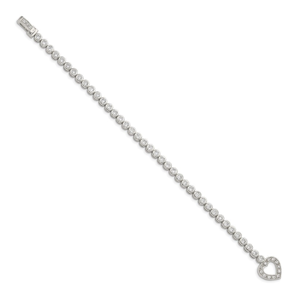7.5 Inch Sterling Silver Rhodium-Plated In Cz Tennis Bracelet