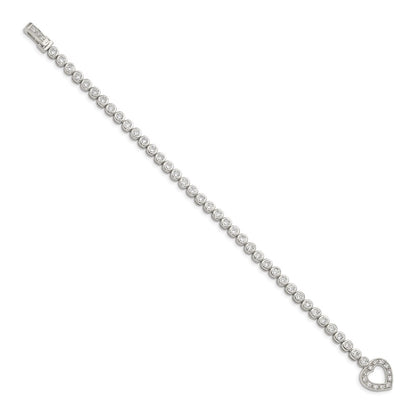 7.5 Inch Sterling Silver Rhodium-Plated In Cz Tennis Bracelet