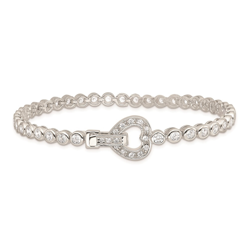 7.5 Inch Sterling Silver Rhodium-Plated In Cz Tennis Bracelet