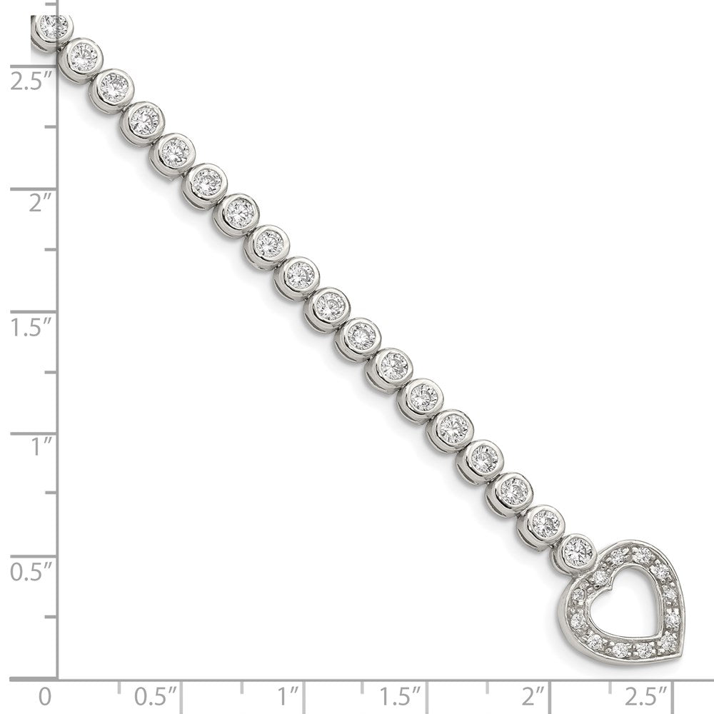7.5 Inch Sterling Silver Rhodium-Plated In Cz Tennis Bracelet