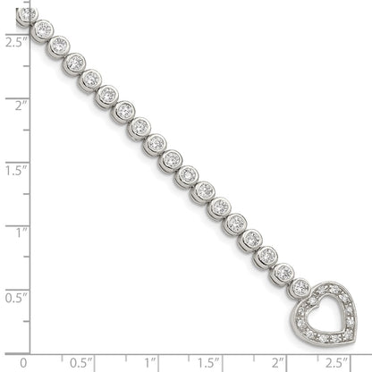 7.5 Inch Sterling Silver Rhodium-Plated In Cz Tennis Bracelet