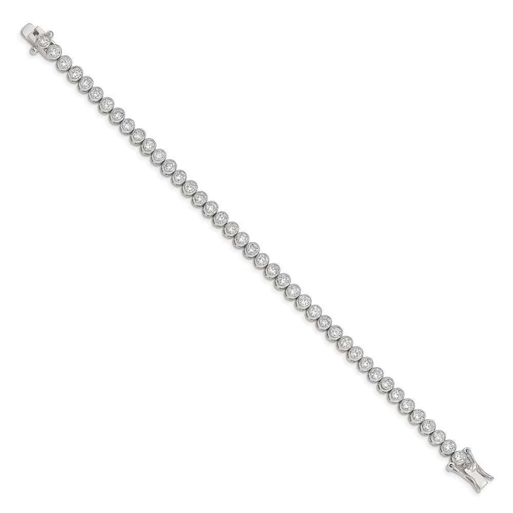 Sterling Silver Rhodium-Plated Cz 7 Inch Tennis Bracelet