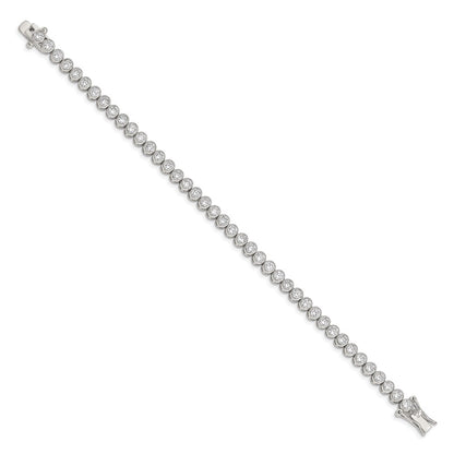 Sterling Silver Rhodium-Plated Cz 7 Inch Tennis Bracelet