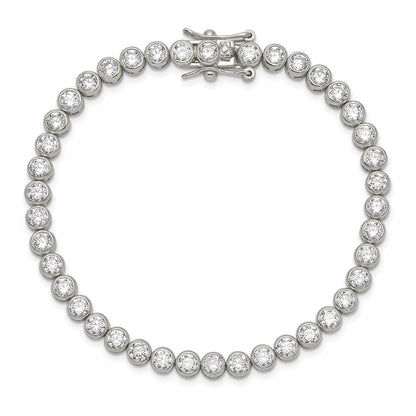 Sterling Silver Rhodium-Plated Cz 7 Inch Tennis Bracelet
