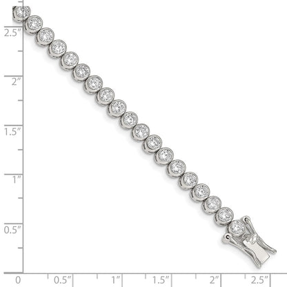 Sterling Silver Rhodium-Plated Cz 7 Inch Tennis Bracelet