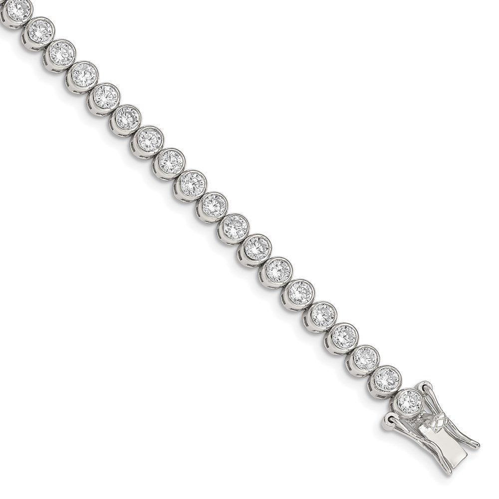 Sterling Silver Rhodium-Plated Cz 7 Inch Tennis Bracelet