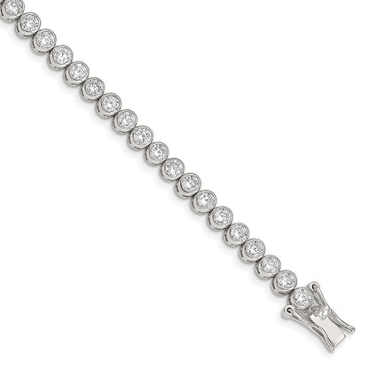 Sterling Silver Rhodium-Plated Cz 7 Inch Tennis Bracelet
