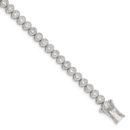 Sterling Silver Rhodium-Plated Cz 7 Inch Tennis Bracelet
