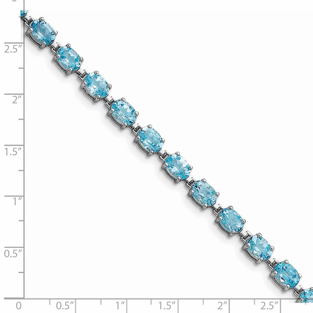 7 Inch Sterling Silver Rhodium-Plated Blue Topaz 6.5In Bracelet