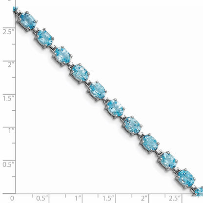 7 Inch Sterling Silver Rhodium-Plated Blue Topaz 6.5In Bracelet
