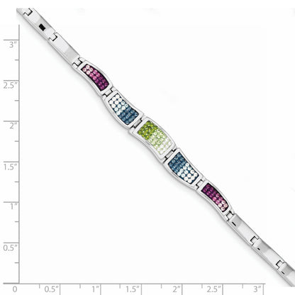 7.5 Inch Sterling Silver Rhod Plated 7.5Inch Multicolored Cz Ferido Style Bracelet