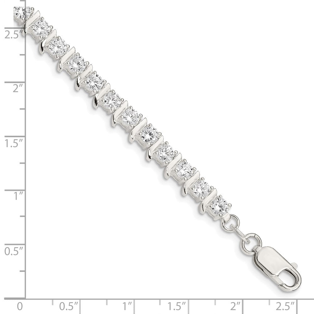 7 Inch Sterling Silver Cz Fancy Polished Bracelet