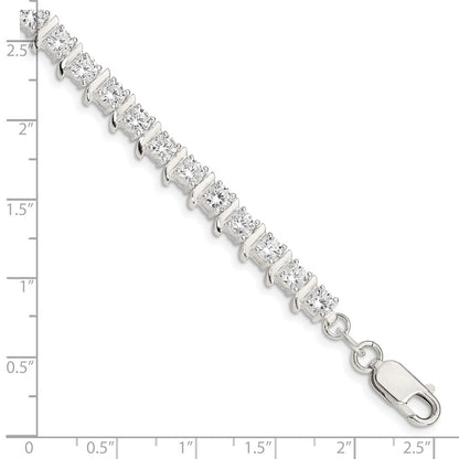 7 Inch Sterling Silver Cz Fancy Polished Bracelet