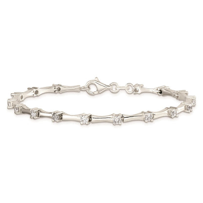 7 Inch Sterling Silver Cz Fancy Polished Bracelet