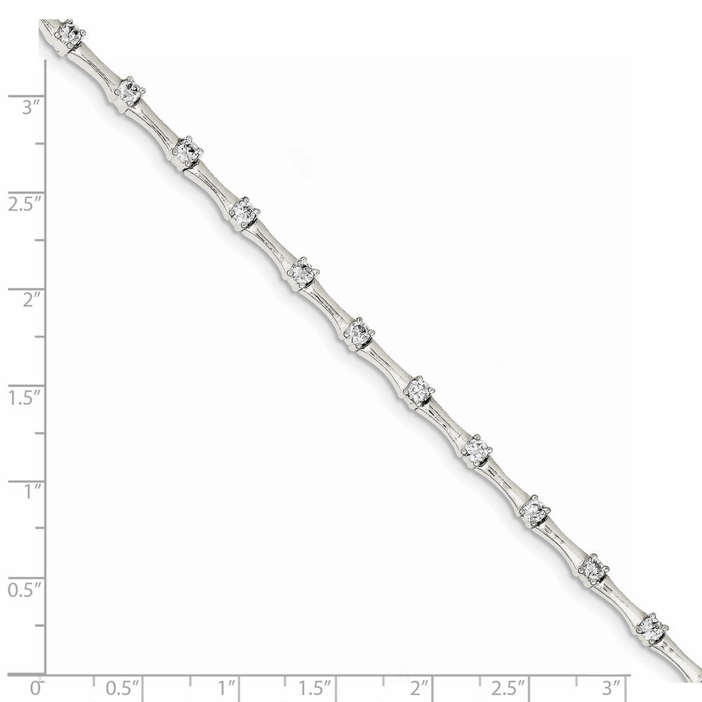 7 Inch Sterling Silver Cz Fancy Polished Bracelet