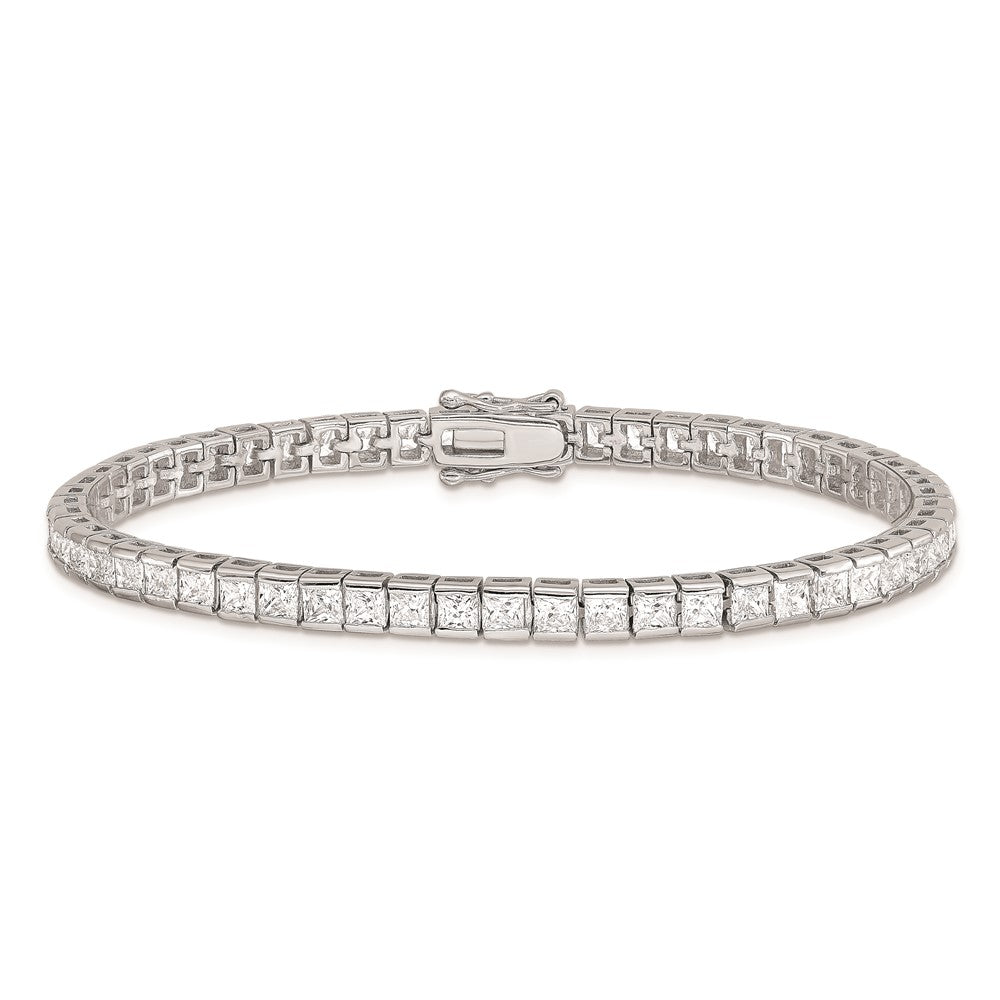 7.5 Inch Sterling Silver Rhodium-Plated Cz Tennis Bracelet