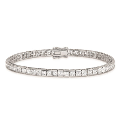 7.5 Inch Sterling Silver Rhodium-Plated Cz Tennis Bracelet