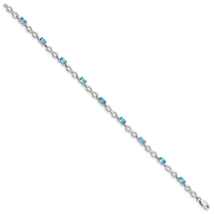 7.5 Inch Sterling Silver Rhodium-Plated Blue Topaz Bracelet