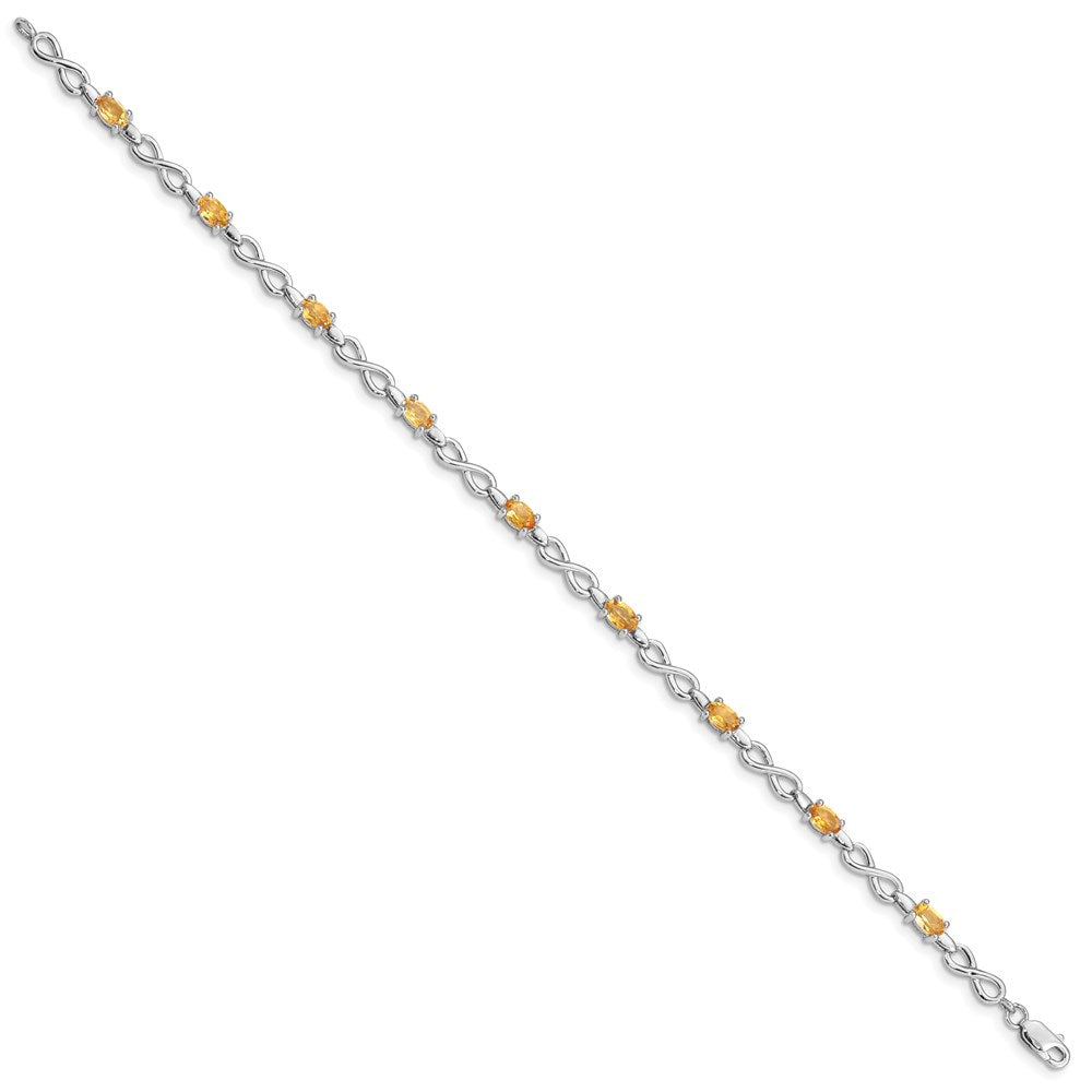 7 Inch Sterling Silver Rhodium-Plated Citrine Bracelet