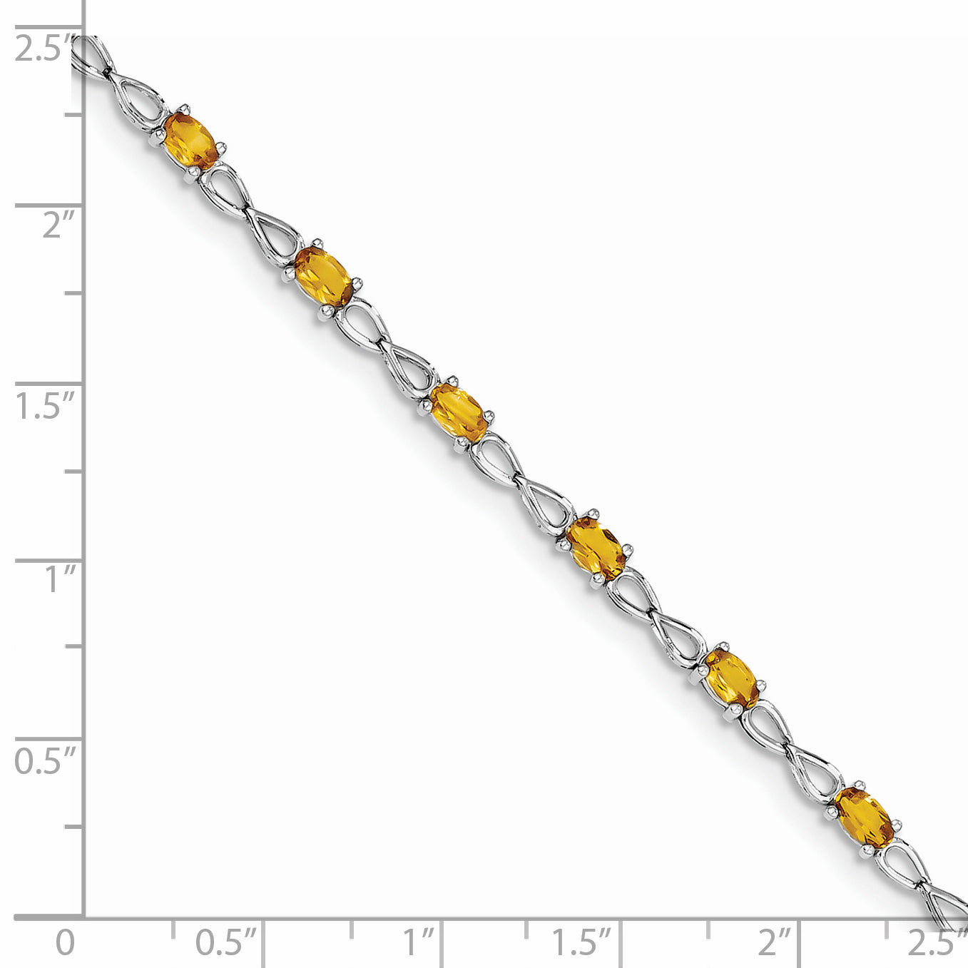 7 Inch Sterling Silver Rhodium-Plated Citrine Bracelet