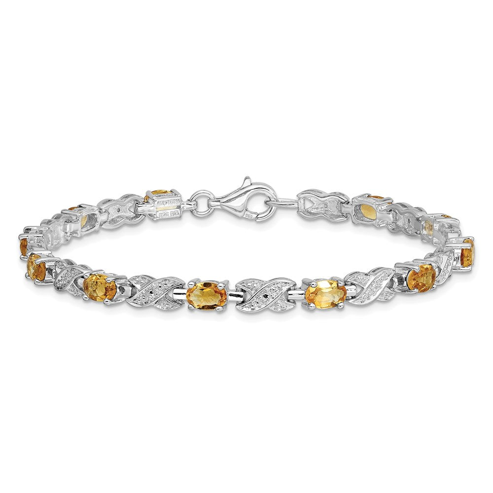7 Inch Sterling Silver Rhodium-Plated Citrine Bracelet