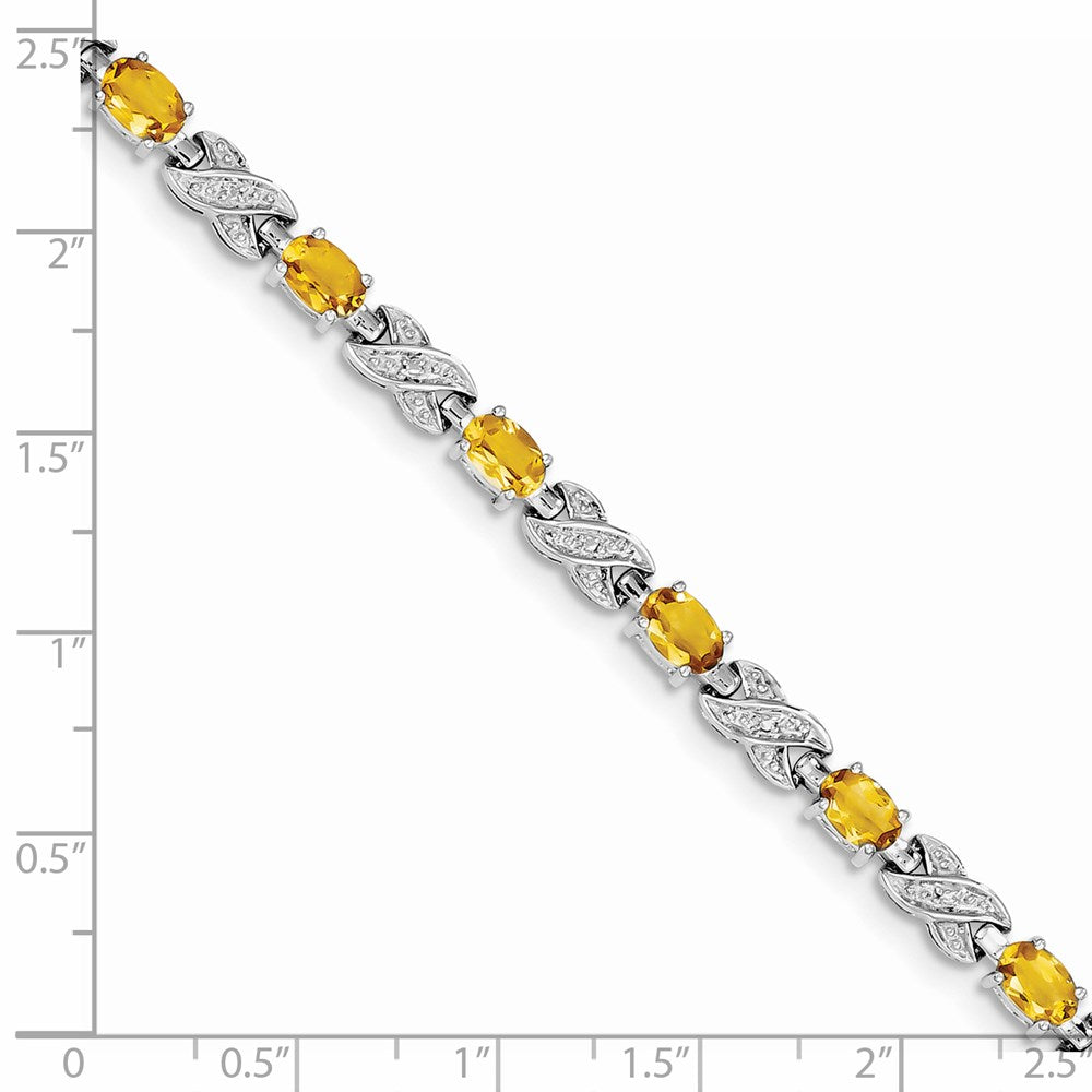 7 Inch Sterling Silver Rhodium-Plated Citrine Bracelet