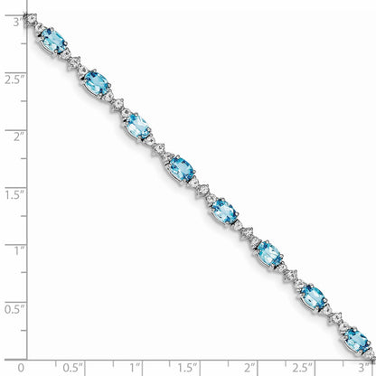 7 Inch Sterling Silver Rhodium-Plated Blue & White Topaz Bracelet