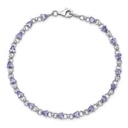 7 Inch Sterling Silver Rhodium-Plated Tanzanite And Diamond Bracelet