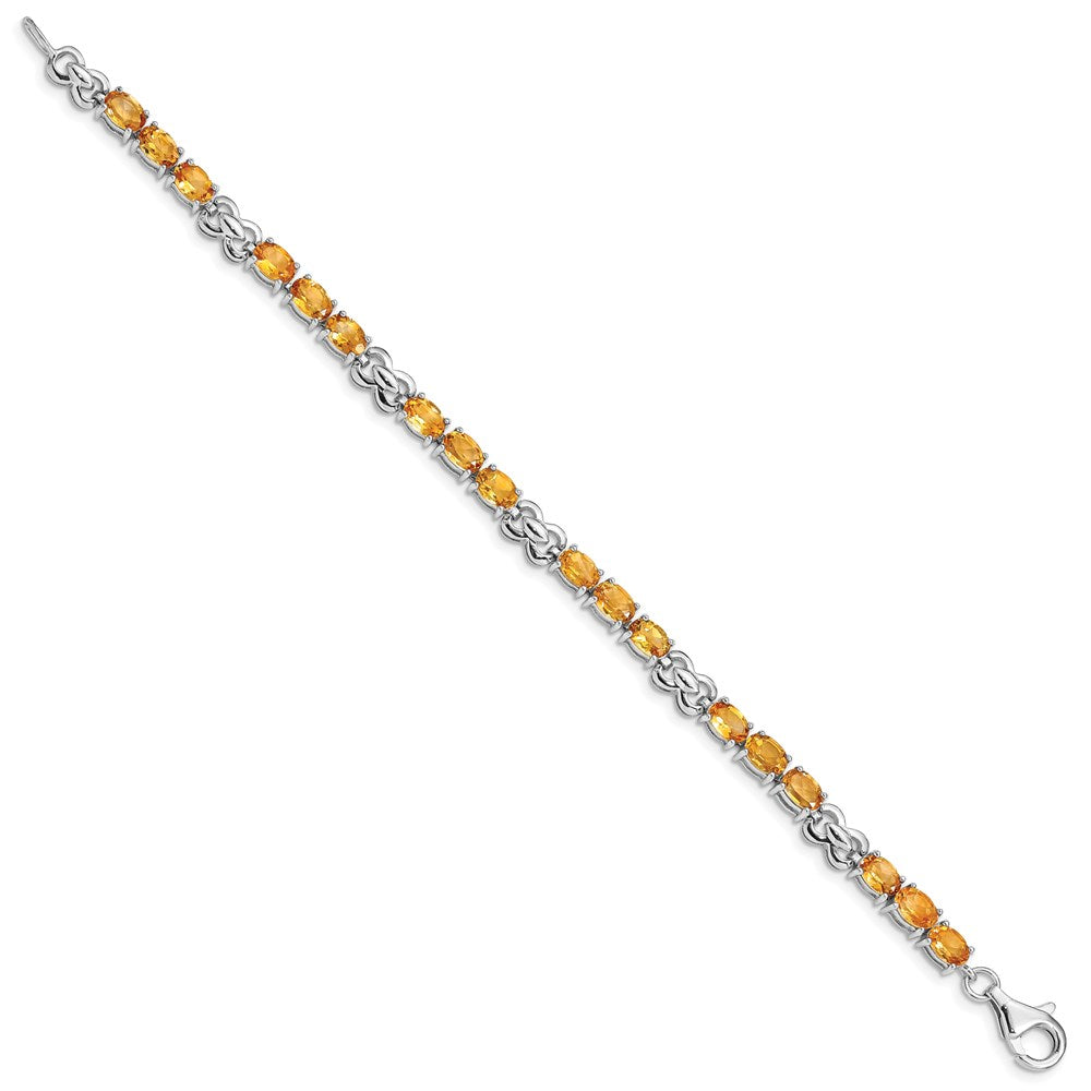 7 Inch Sterling Silver Rhodium-Plated Citrine Bracelet