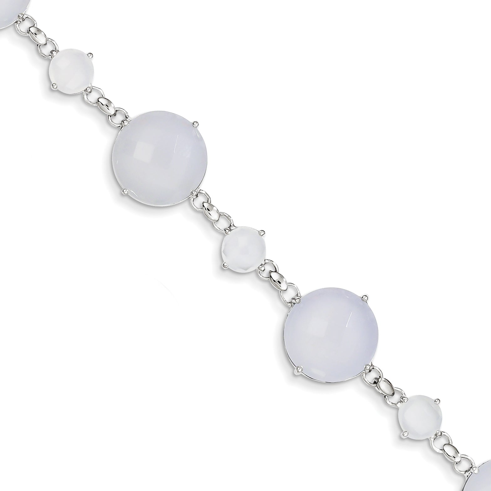 7.5 Inch Sterling Silver Blue Chalcedony Circle Bracelet