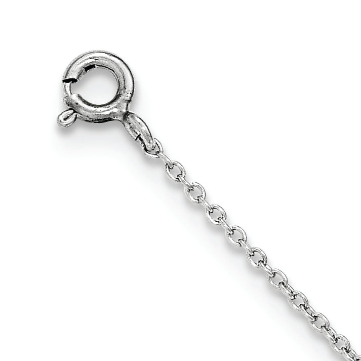 Sterling Silver Rhodium-Plated Polished Cz Anchor 7 Inch Bracelet