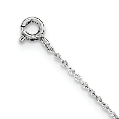 Sterling Silver Rhodium-Plated Polished Cz Anchor 7 Inch Bracelet