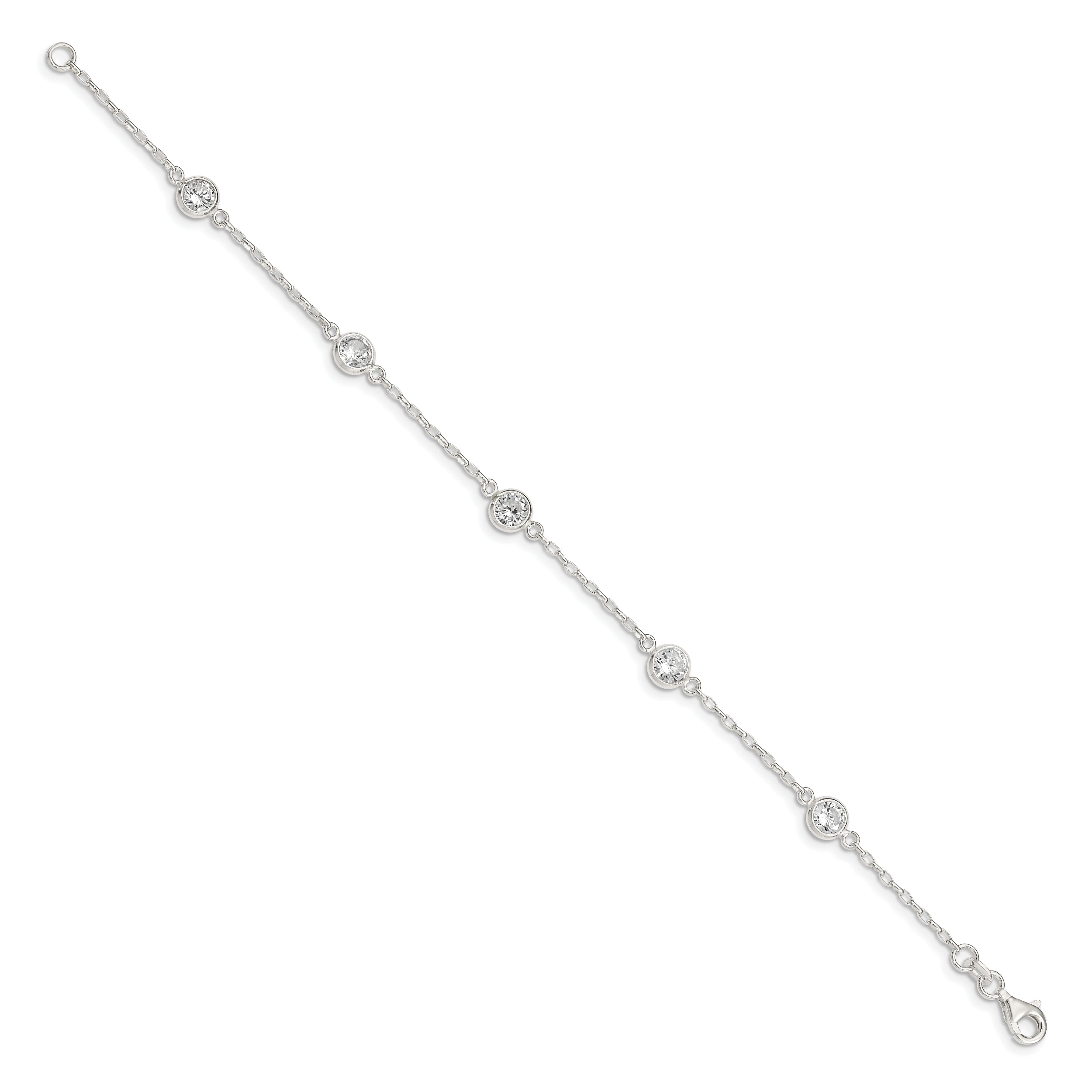 Sterling Silver Polished Cz Bracelet