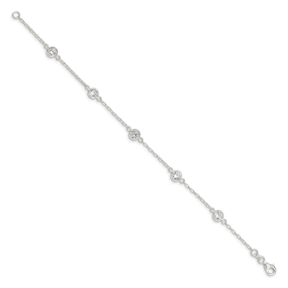 Sterling Silver Polished Cz Bracelet
