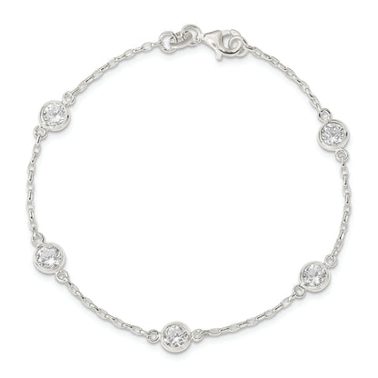 Sterling Silver Polished Cz Bracelet
