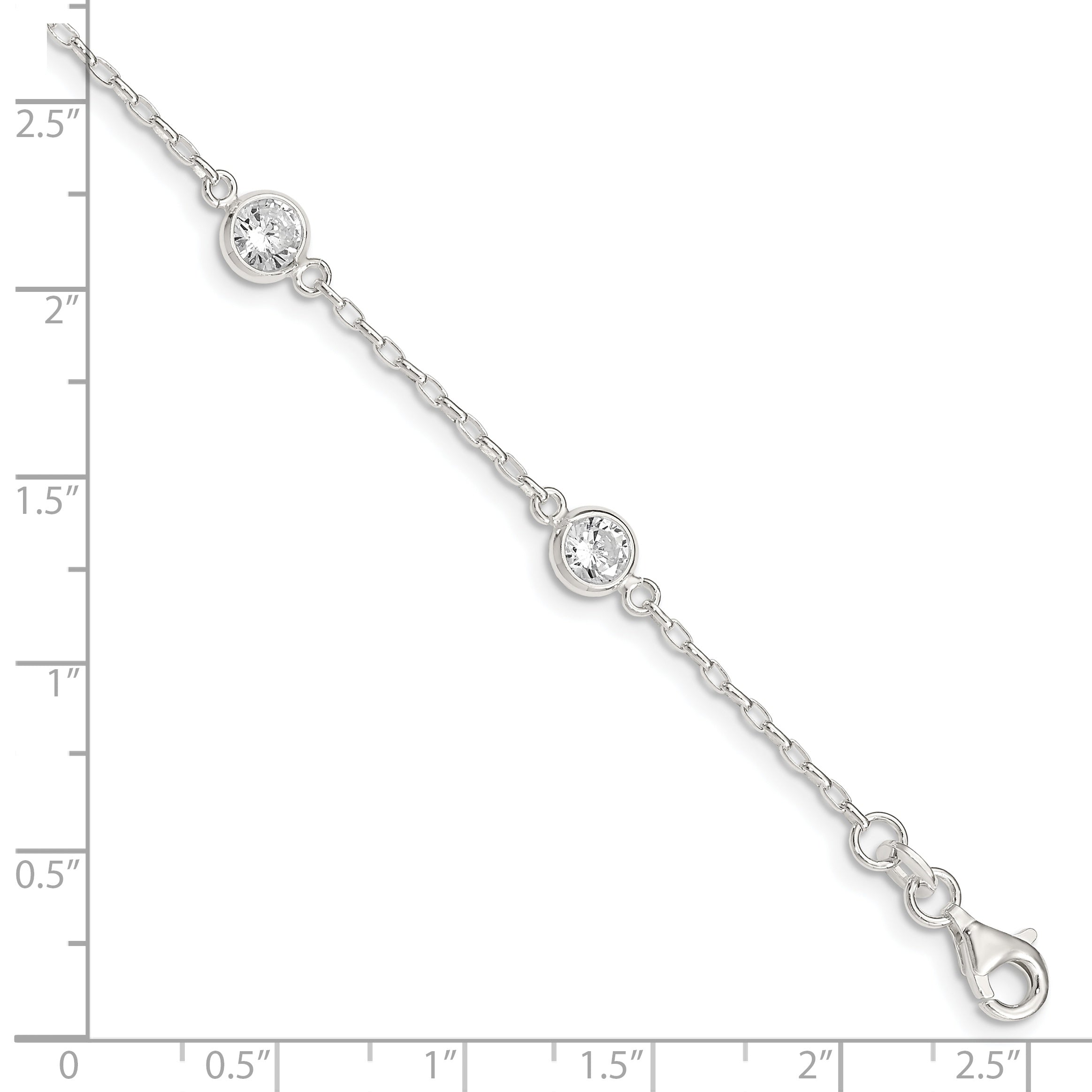 Sterling Silver Polished Cz Bracelet