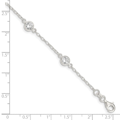 Sterling Silver Polished Cz Bracelet