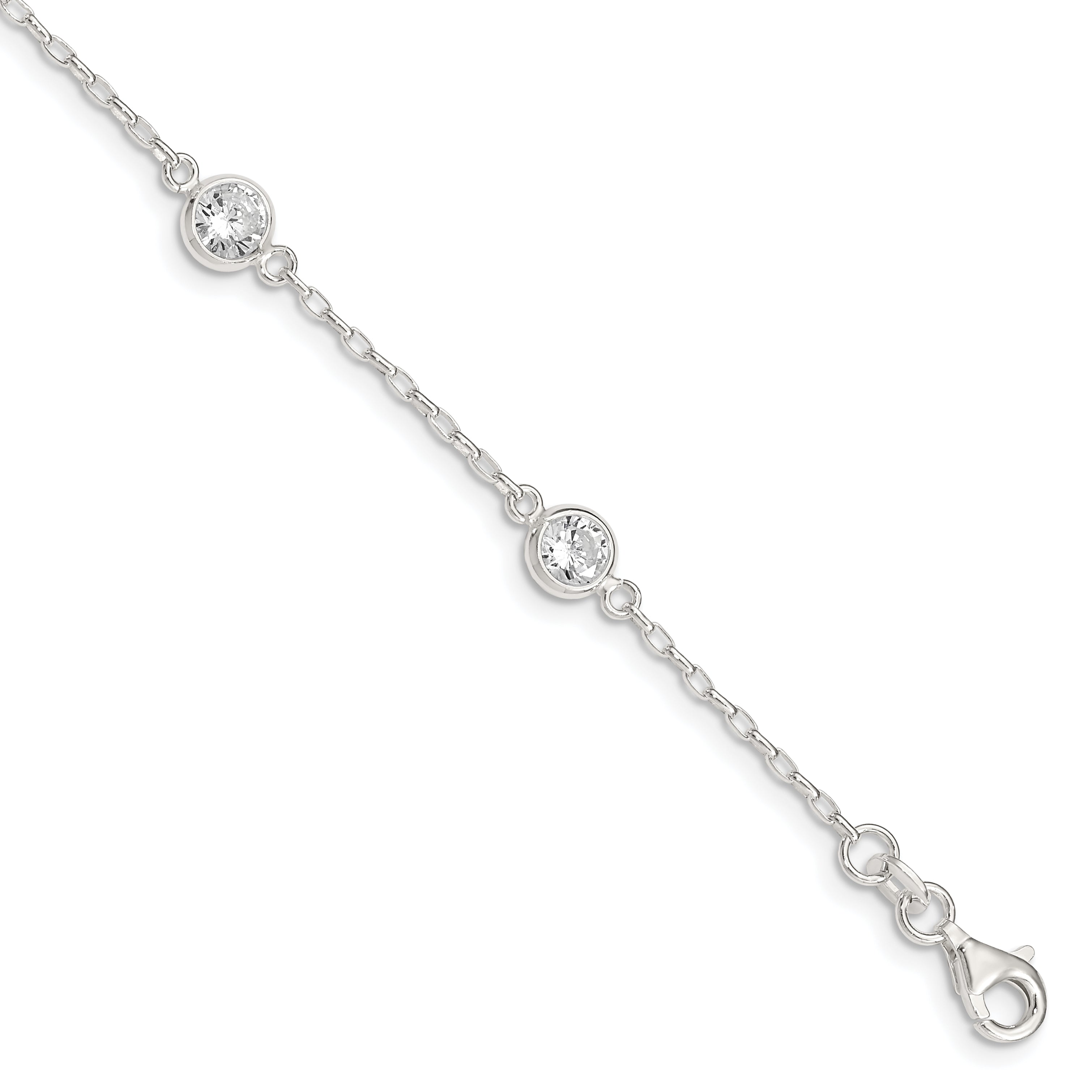 Sterling Silver Polished Cz Bracelet