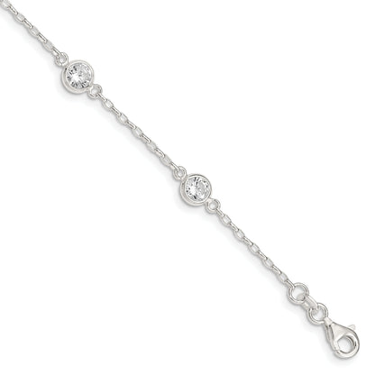 Sterling Silver Polished Cz Bracelet