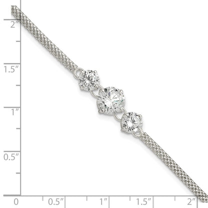 7.5 Inch Sterling Silver Cz 7.5In 3-Stone Bracelet