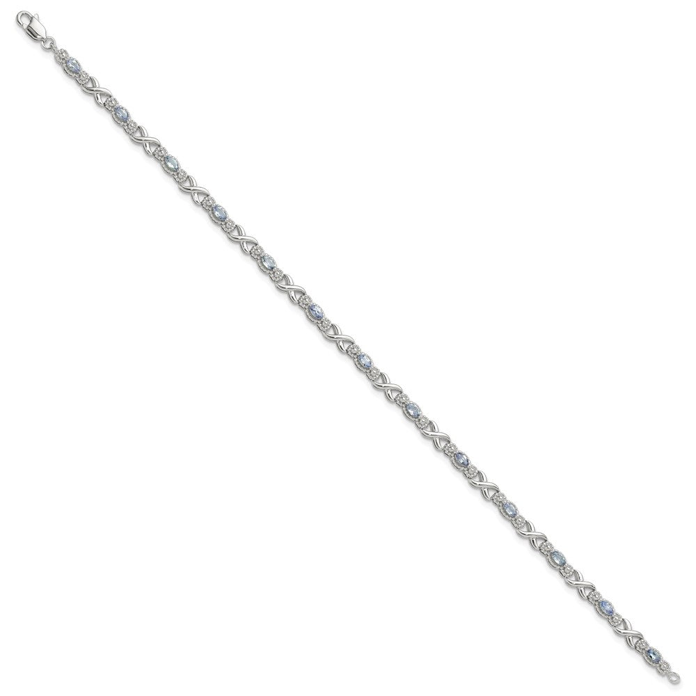 Sterling Silver Rhodium-Plated Polished Tanzanite Xs 7.5 Inch Bracelet